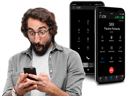 Man holding a phone excited - Apps Screenshots